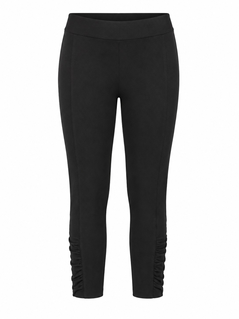 LOGO BY LORI GOLDSTEIN | Black Ruched Pull On Cotton Cropped Ankle Pants | 1X